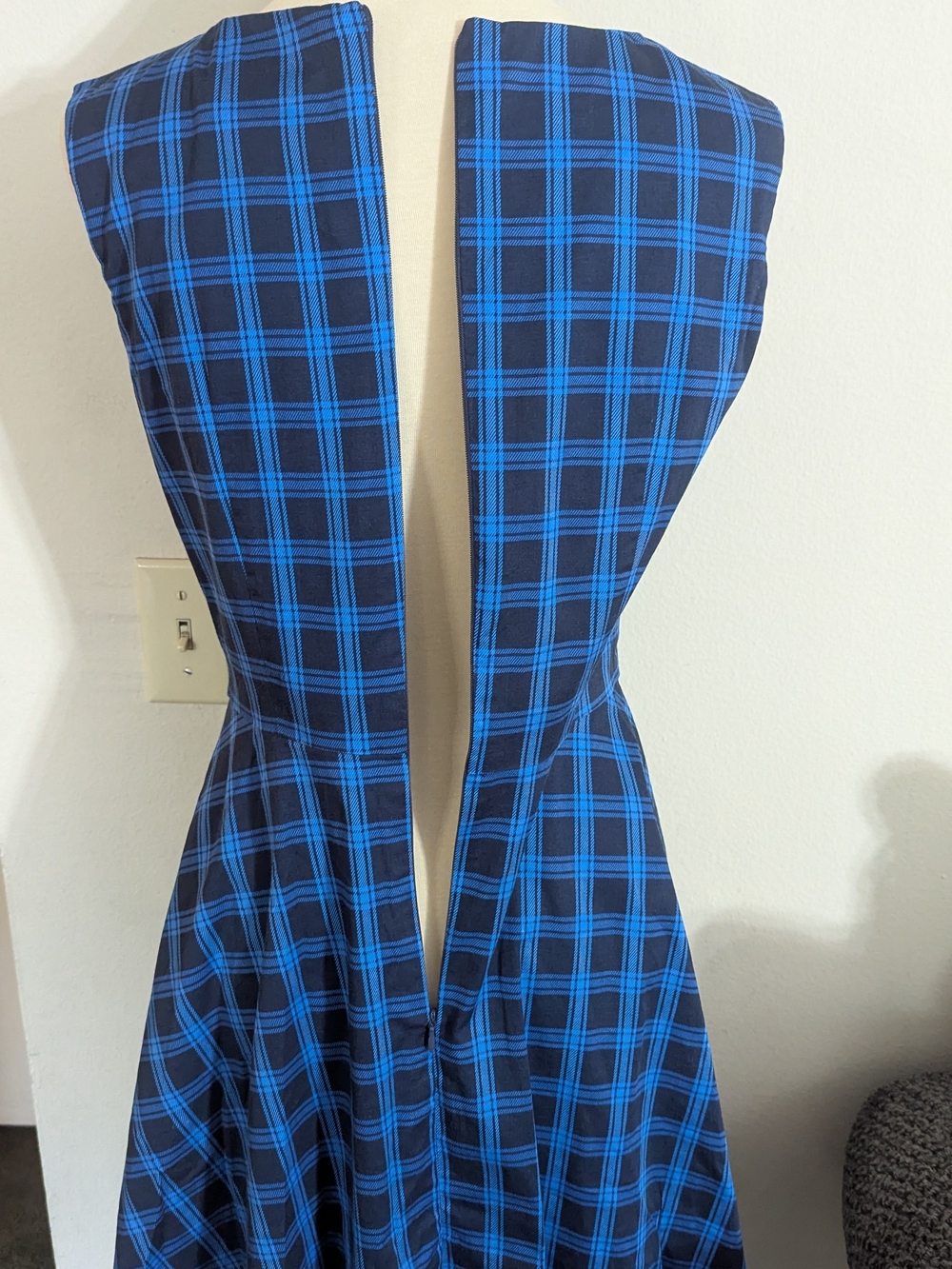 Hanpceirs Blue Plaid Vintage Style 1950s Swing Dress - Picture 4 of 10